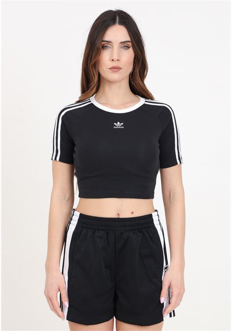 T-shirt da donna nera 3 stripes baby ADIDAS ORIGINALS | IU2532.